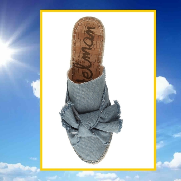 Denim Bow Espadrille Mules - Picture 2 of 2